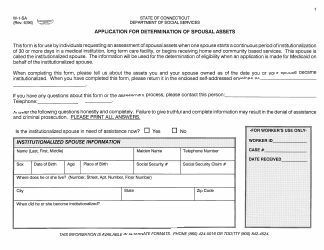 Form W-1-SA Application for Determination of Spousal Assets - Connecticut