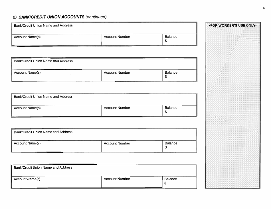 Form W-1-SA Application for Determination of Spousal Assets - Connecticut, Page 4