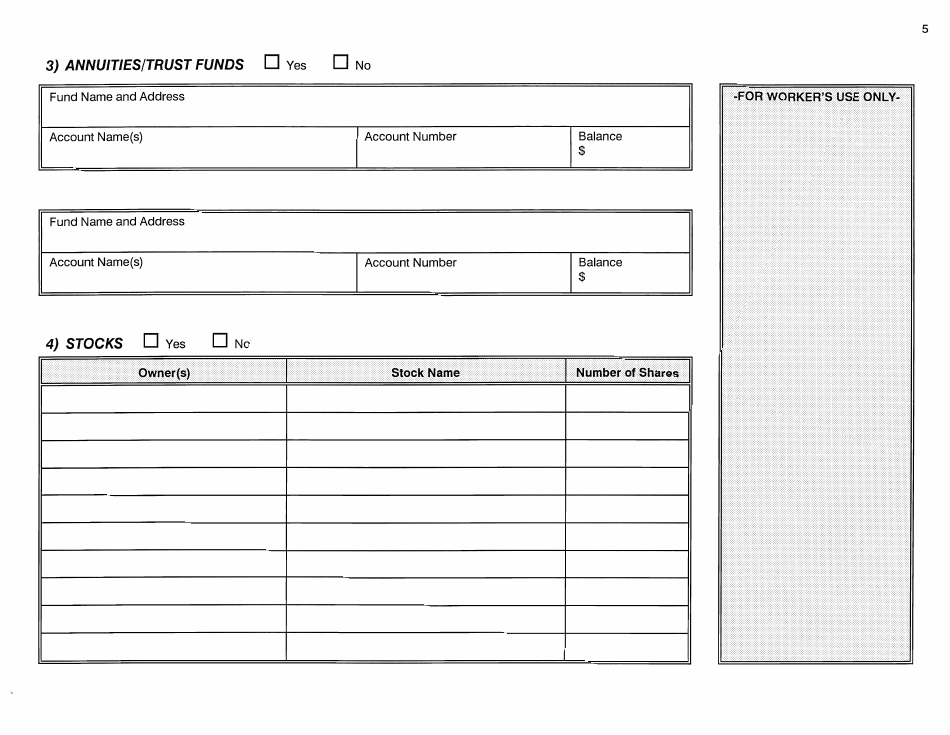 Form W-1-SA Application for Determination of Spousal Assets - Connecticut, Page 5