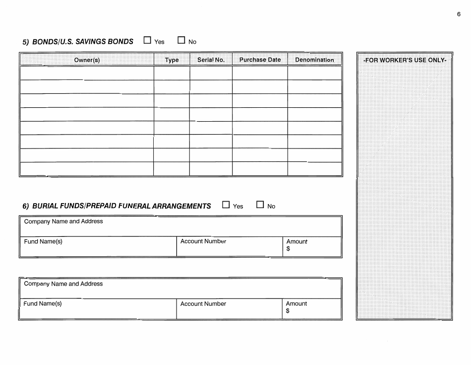 Form W-1-SA Application for Determination of Spousal Assets - Connecticut, Page 6