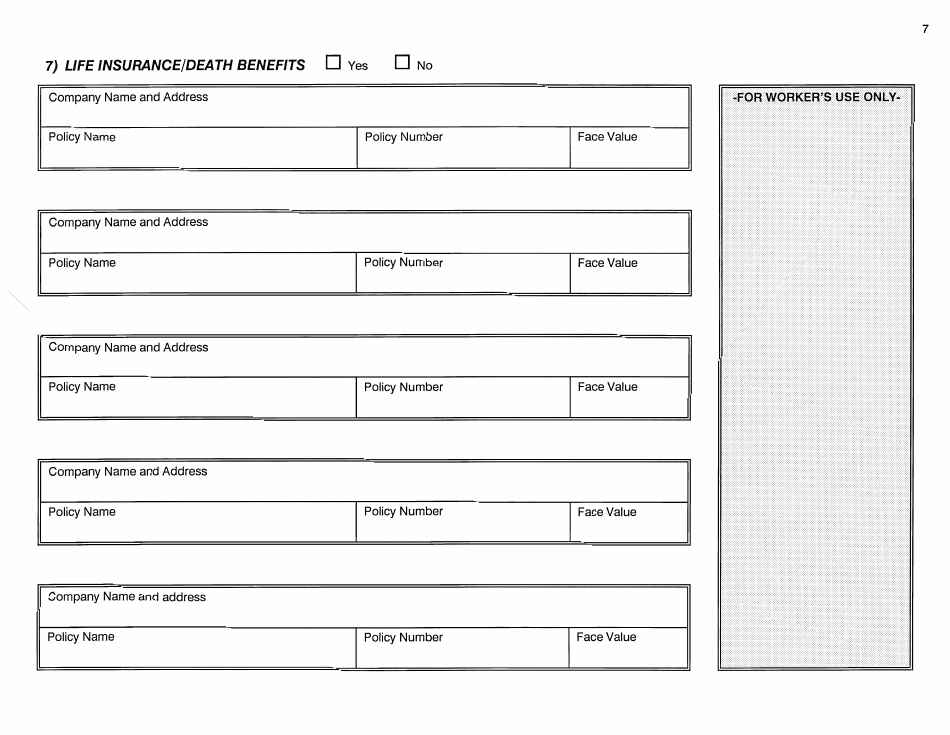 Form W-1-SA Application for Determination of Spousal Assets - Connecticut, Page 7