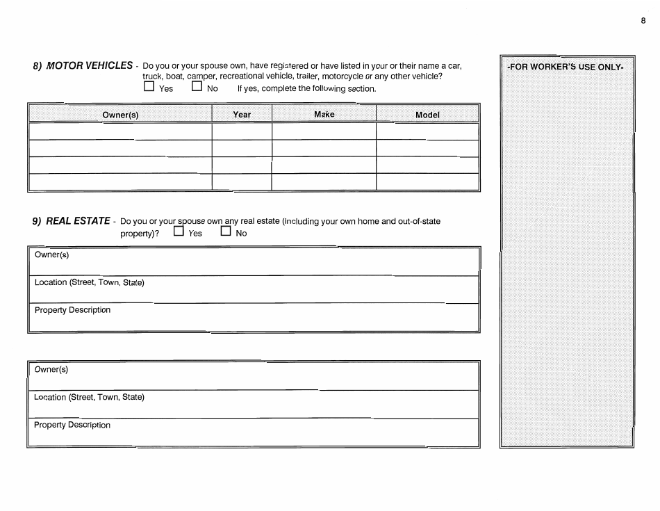 Form W-1-SA Application for Determination of Spousal Assets - Connecticut, Page 8