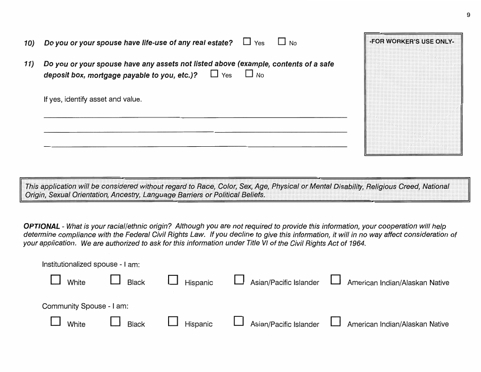 Form W-1-SA Application for Determination of Spousal Assets - Connecticut, Page 9