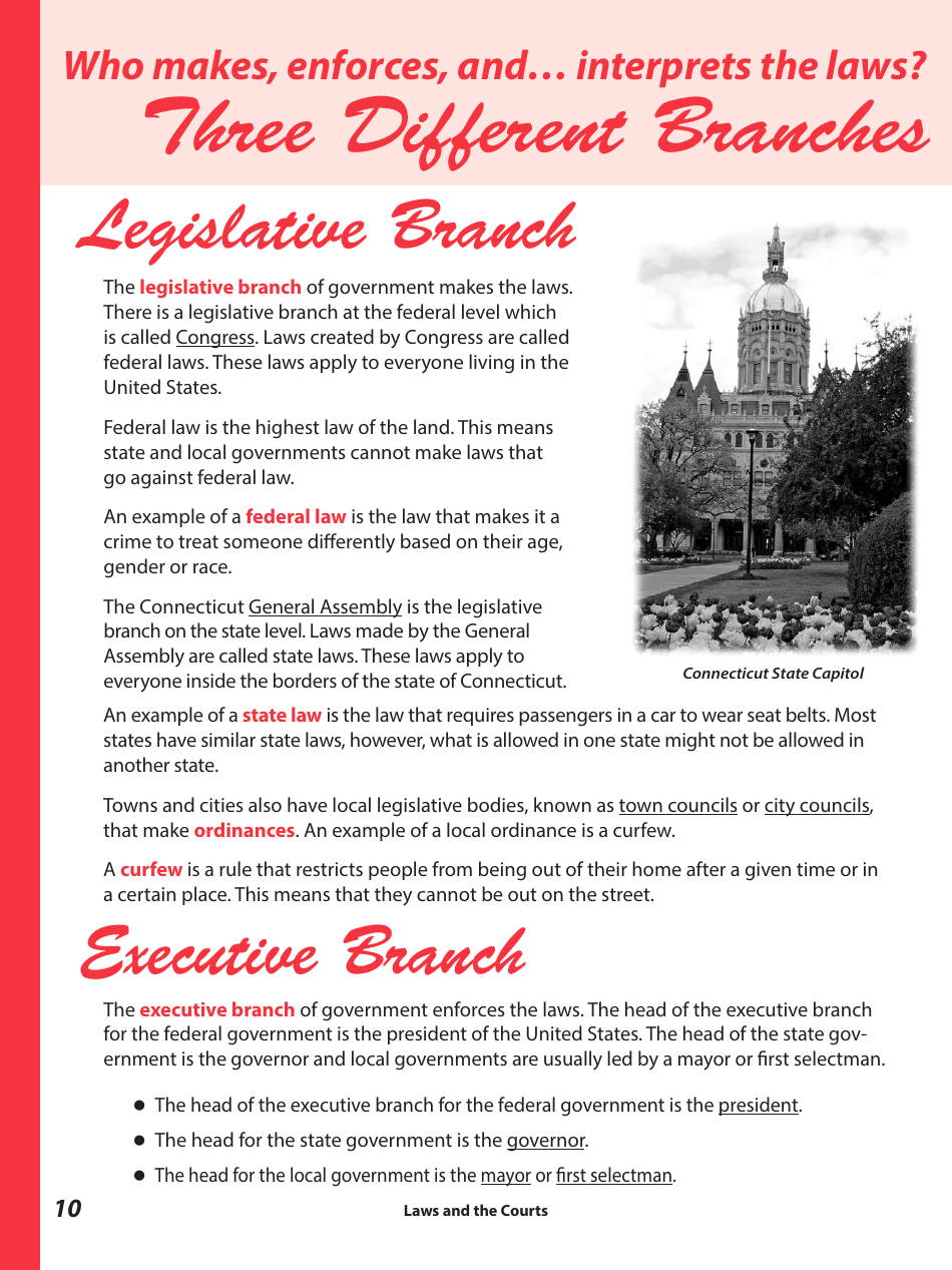 Laws and the Courts - a Workbook for Upper Elementary Students - Connecticut, Page 12
