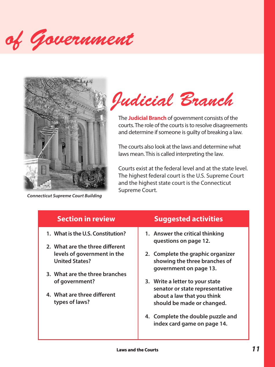 Laws and the Courts - a Workbook for Upper Elementary Students - Connecticut, Page 13
