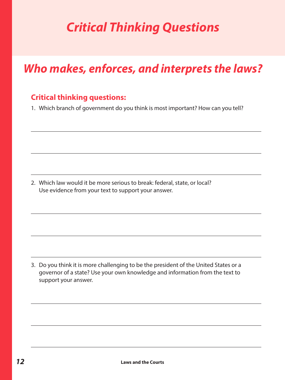 Laws and the Courts - a Workbook for Upper Elementary Students - Connecticut, Page 14