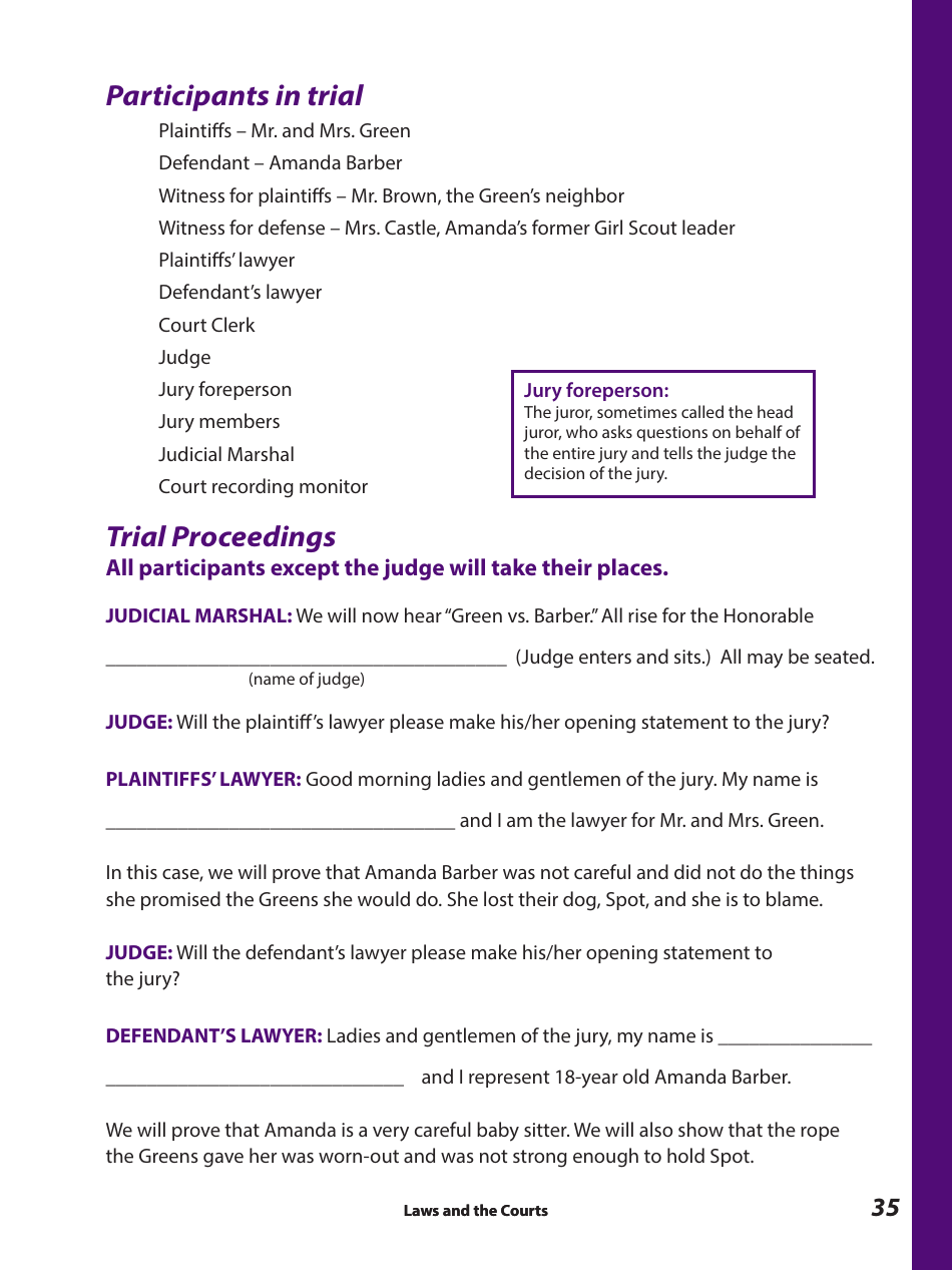 Laws and the Courts - a Workbook for Upper Elementary Students - Connecticut, Page 37