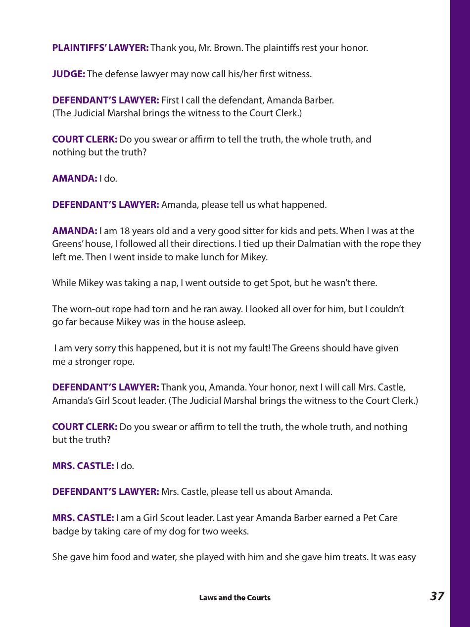 Laws and the Courts - a Workbook for Upper Elementary Students - Connecticut, Page 39