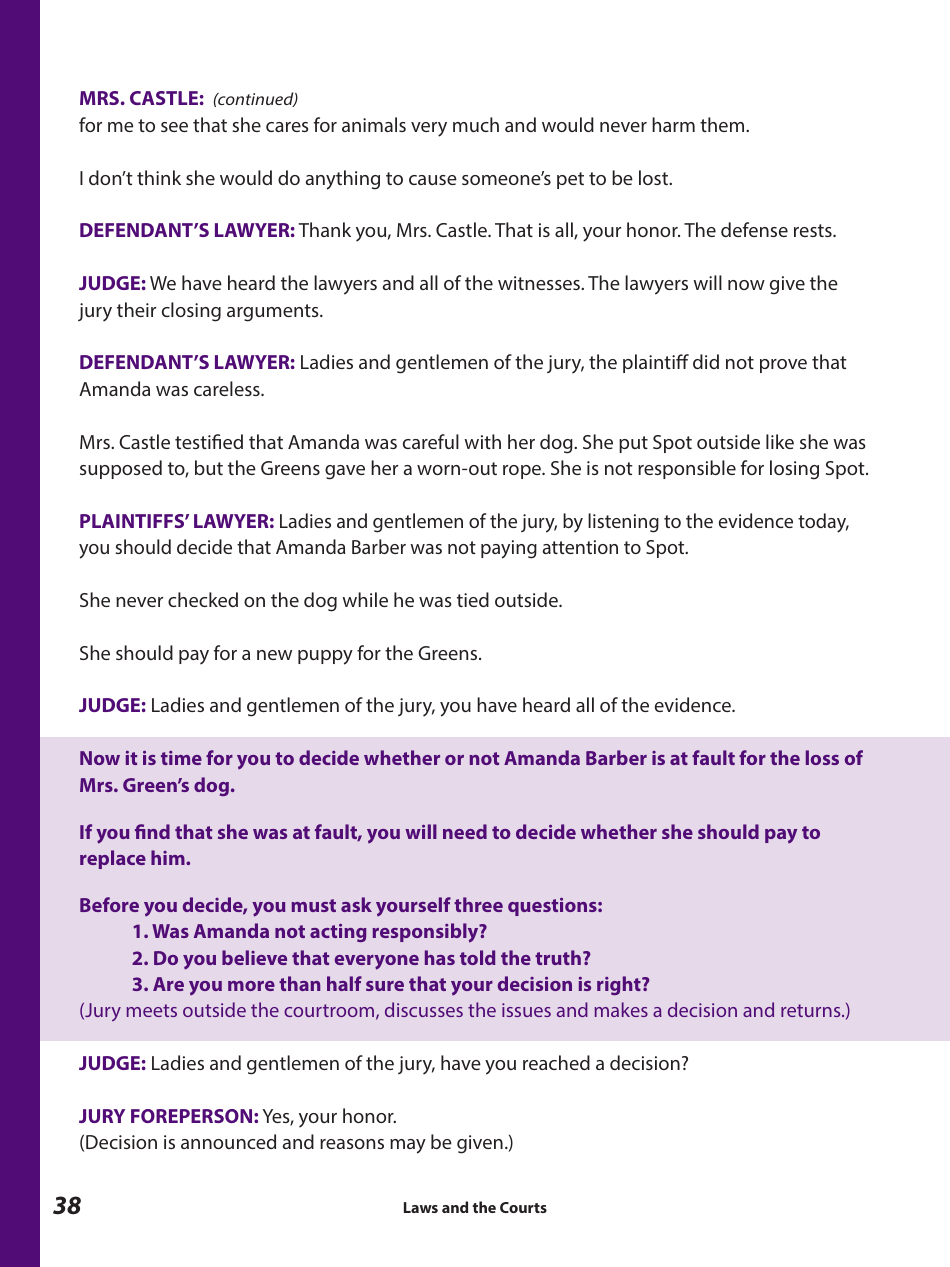 Laws and the Courts - a Workbook for Upper Elementary Students - Connecticut, Page 40