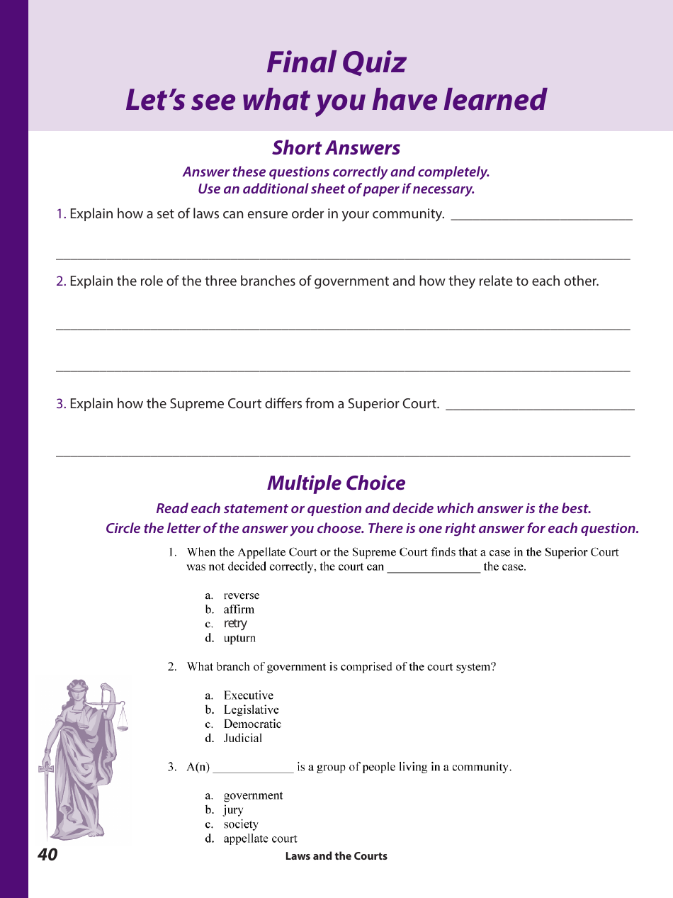 Laws and the Courts - a Workbook for Upper Elementary Students - Connecticut, Page 42