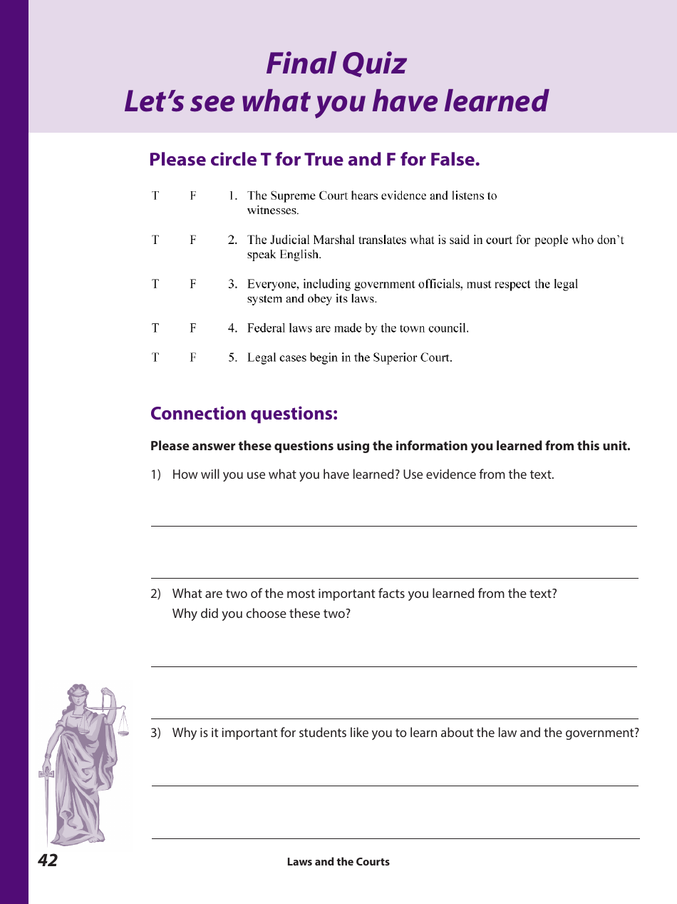 Laws and the Courts - a Workbook for Upper Elementary Students - Connecticut, Page 44