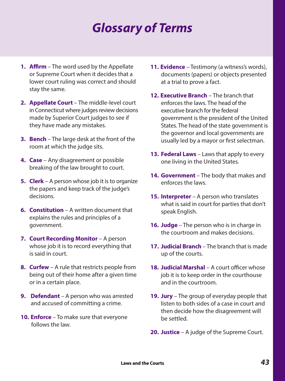 Laws and the Courts - a Workbook for Upper Elementary Students - Connecticut, Page 45