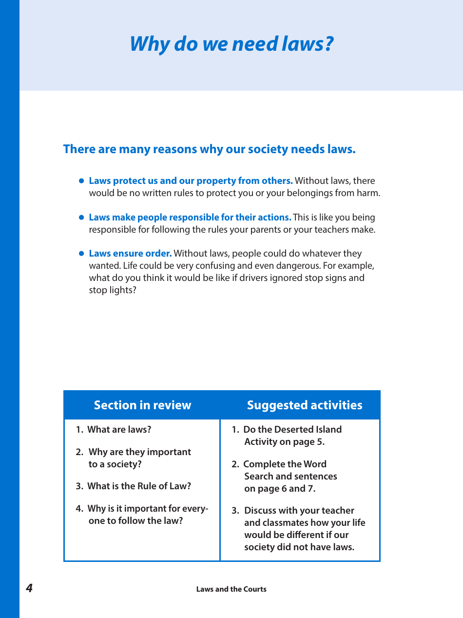 Laws and the Courts - a Workbook for Upper Elementary Students - Connecticut, Page 6
