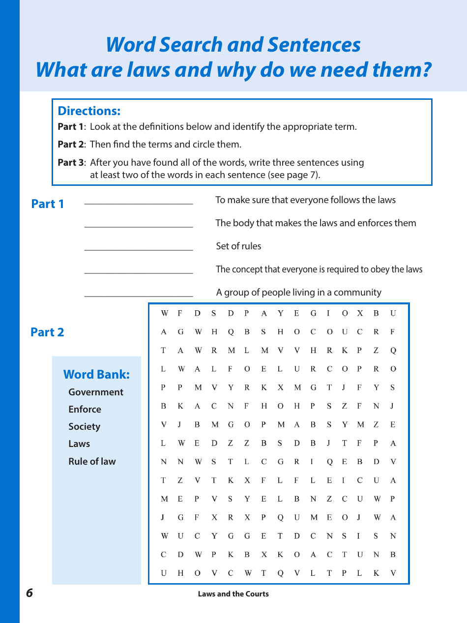 Laws and the Courts - a Workbook for Upper Elementary Students - Connecticut, Page 8