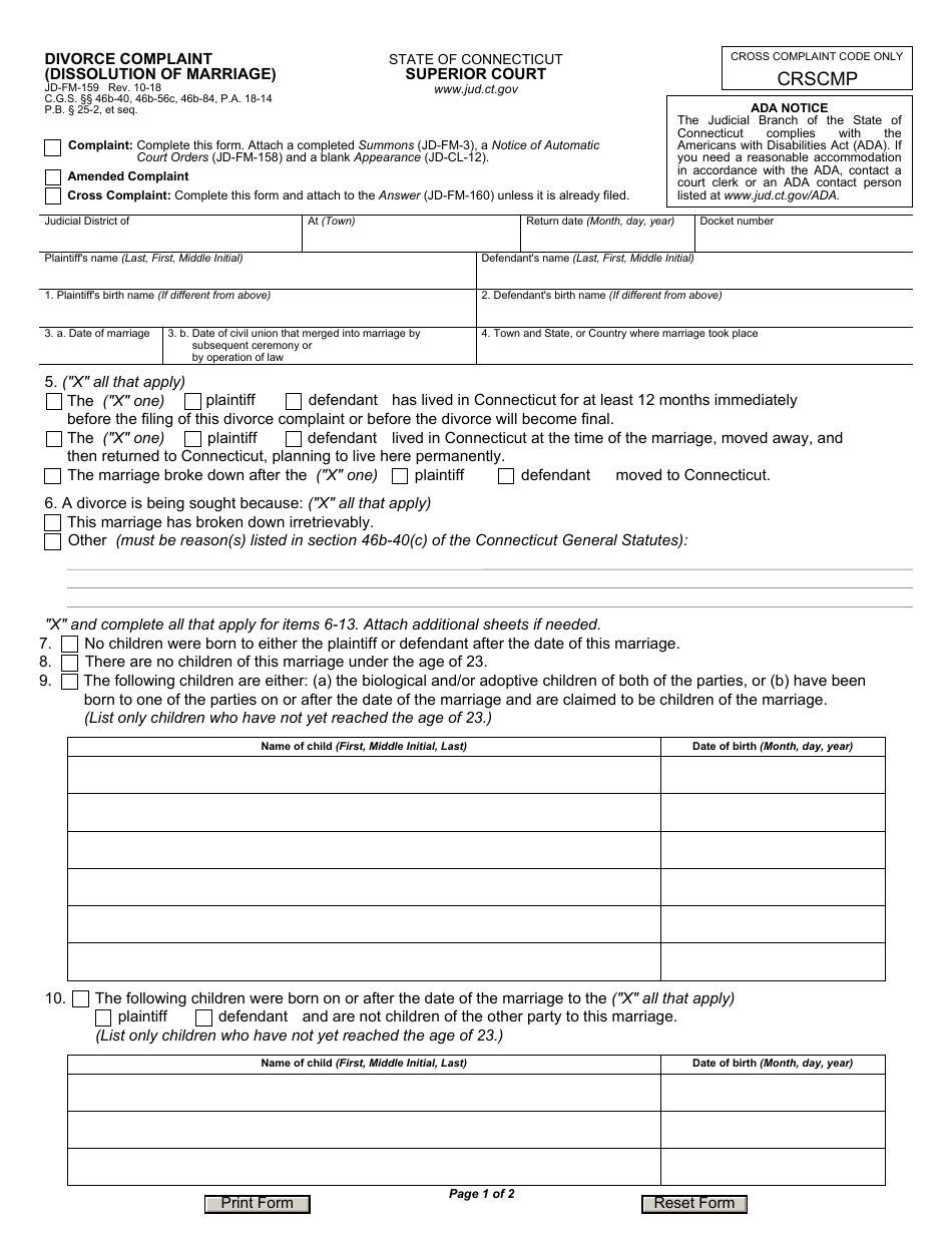 Form JDFM159 Fill Out, Sign Online and Download Fillable PDF