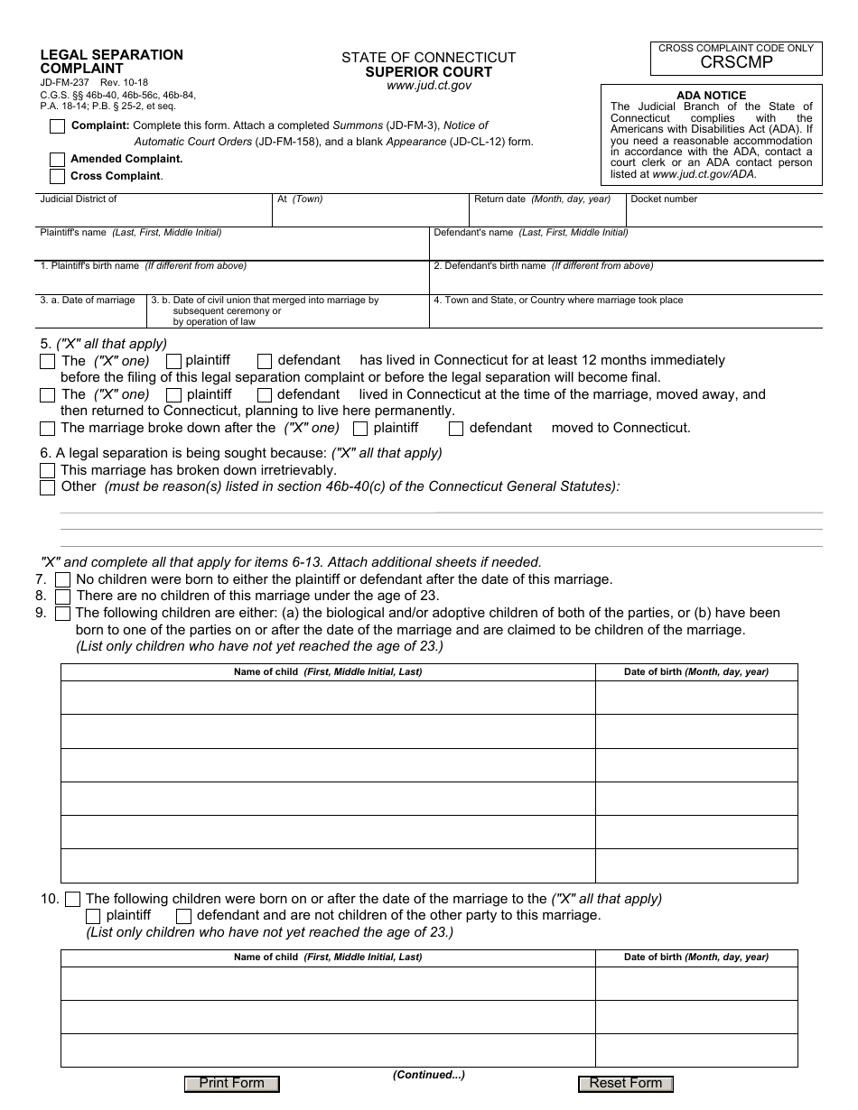 Form JD-FM-237 - Fill Out, Sign Online and Download Fillable PDF ...