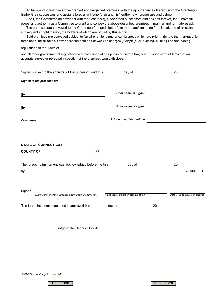 Form Jd-cv-74 - Fill Out, Sign Online And Download Fillable Pdf 