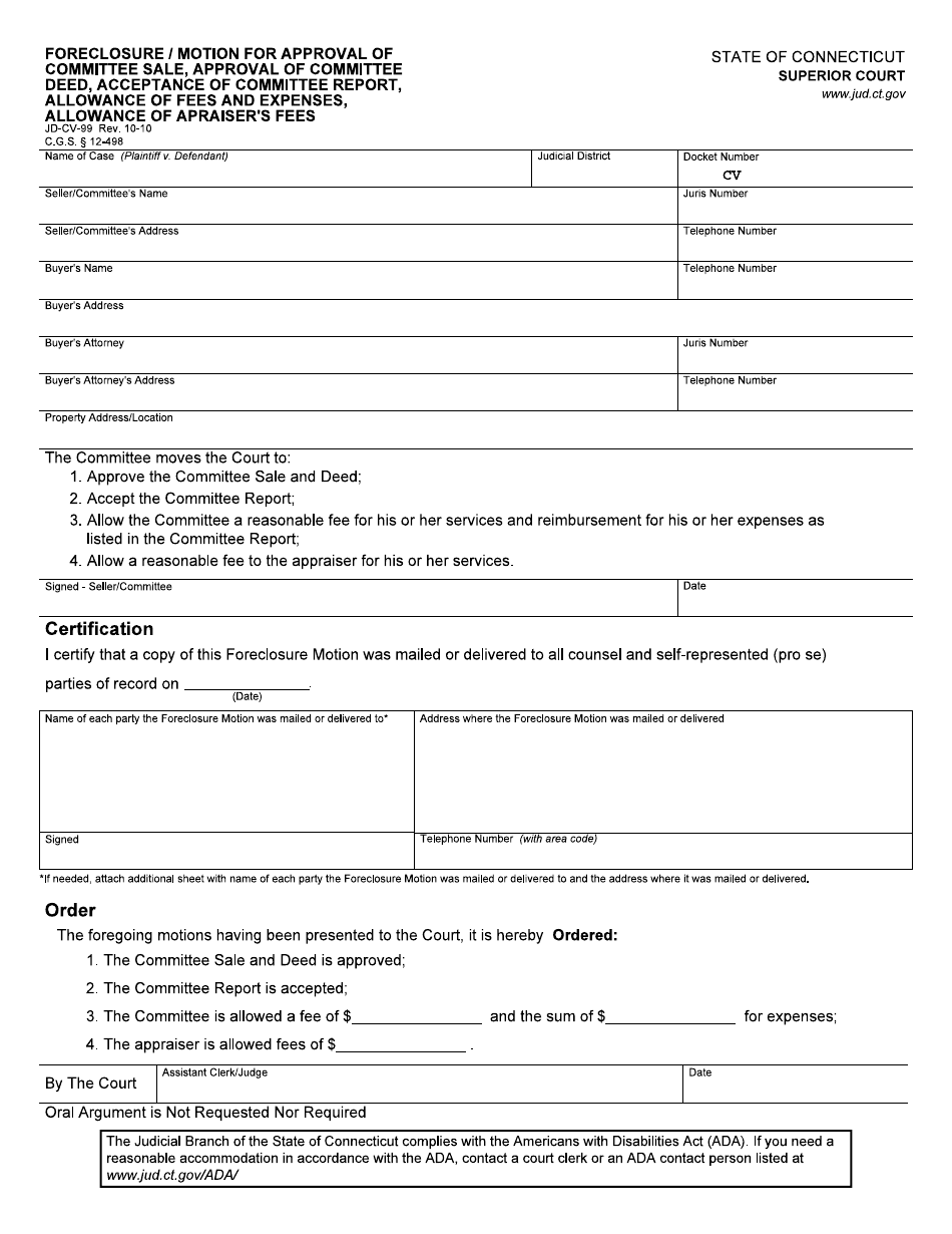 Form JD-CV-99 - Fill Out, Sign Online and Download Fillable PDF ...