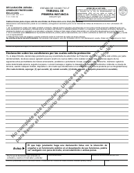Document preview: Formulario JD-CV-144S Declaracion Jurada - Orden De Proteccion En Lo Civil - Connecticut (Spanish)