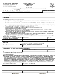 Form JD-CR-106 Application for Suspension of Prosecution - Violation of Firearm Laws - Connecticut