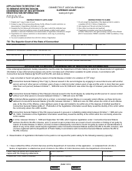 Document preview: Form JD-CR-123 Application to Restrict or to Remove Restriction on Dissemination of Sex Offender Registration Information - Connecticut