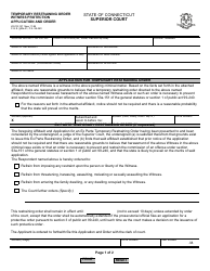 Document preview: Form JD-CR-127 Temporary Restraining Order Witness Protection Application and Order - Connecticut