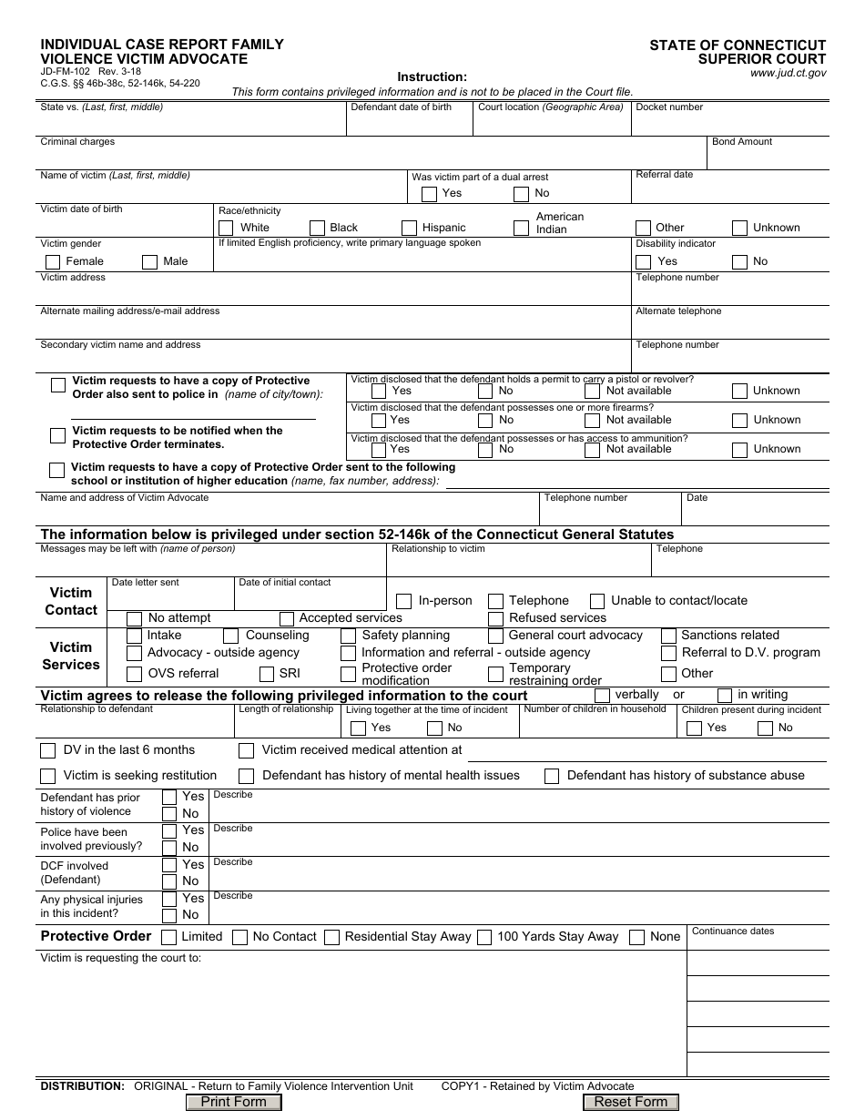 Form JD-FM-102 Download Fillable PDF or Fill Online Individual Case ...