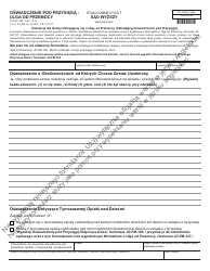 Form JD-FM-138P &quot;Affidavit - Relief From Abuse&quot; - Connecticut (Polish)
