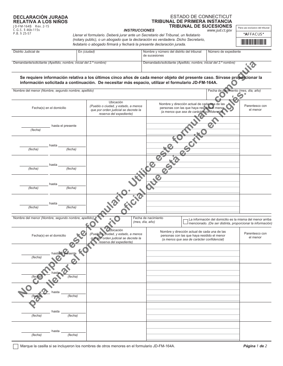 Formulario JDFM164S Fill Out, Sign Online and Download Printable