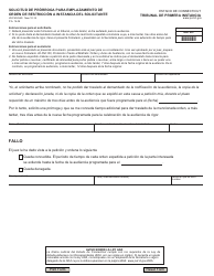 Form JD-FM-256 Request for Additional Time for Service of Ex Parte Restraining Order - Connecticut (English/Spanish), Page 2