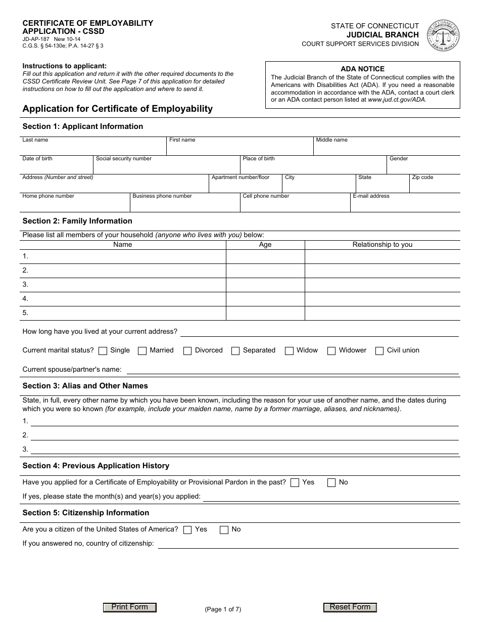 Form JD-AP-187 - Fill Out, Sign Online and Download Fillable PDF ...