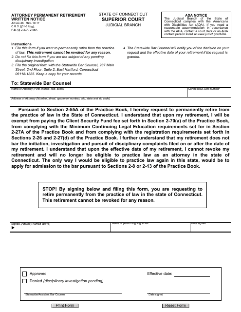 Form JD-GC-26  Printable Pdf