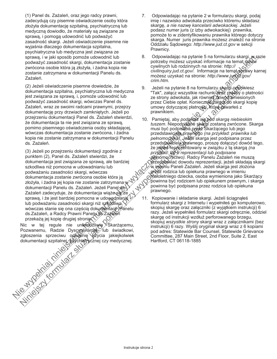 Form JD-GC-6P Complaint Against Attorney (Grievance Complaint) - Connecticut (Polish), Page 2