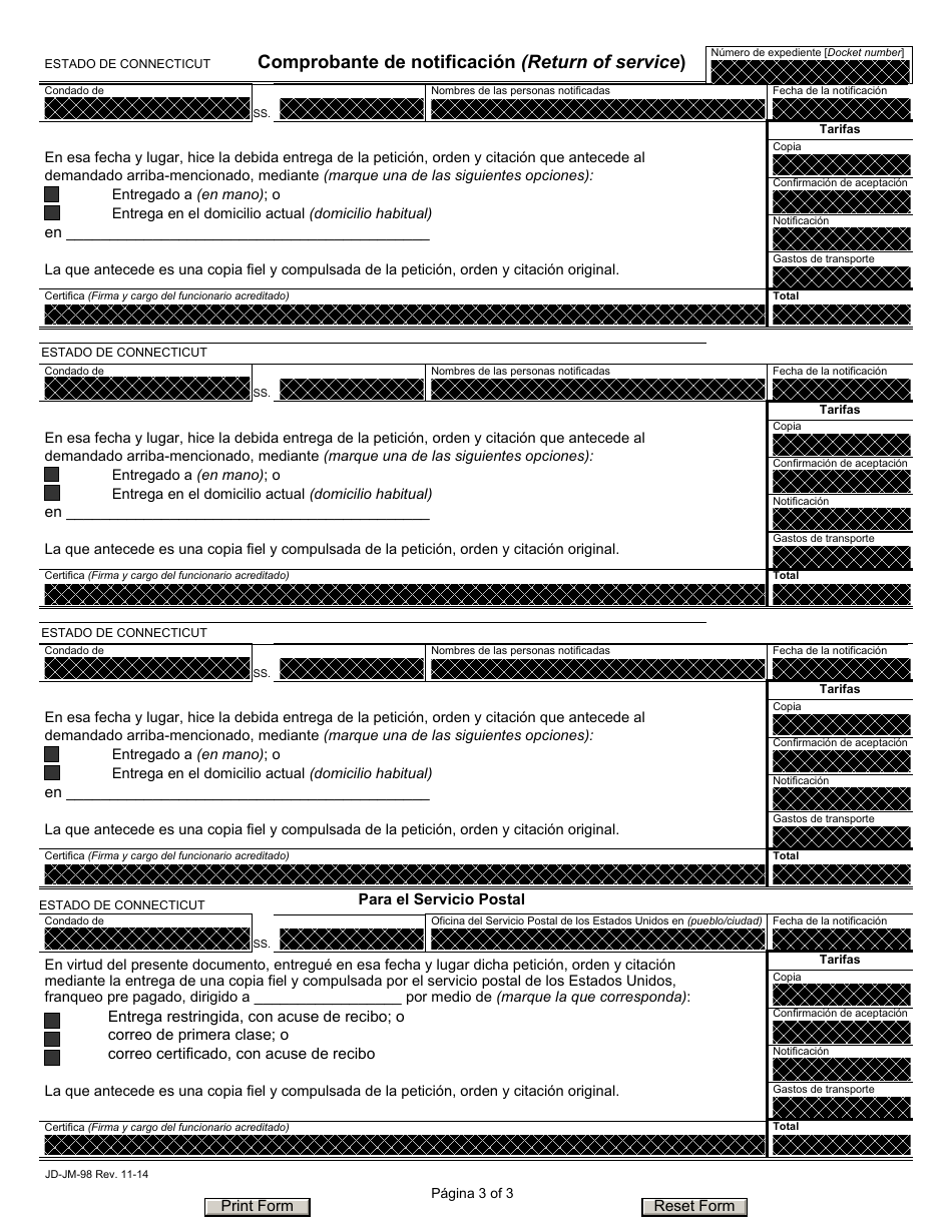 Formulario JD-JM-98 Pedimento: Menor / Adolescente En Situacion De Negligencia, Cuidado Inadecuado O Maltrato - Connecticut (Spanish), Page 3