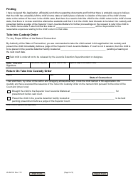 Form JD-JM-192 Interstate Compact for Juveniles Take Into Custody Application and Order Delinquent Child - Connecticut, Page 2