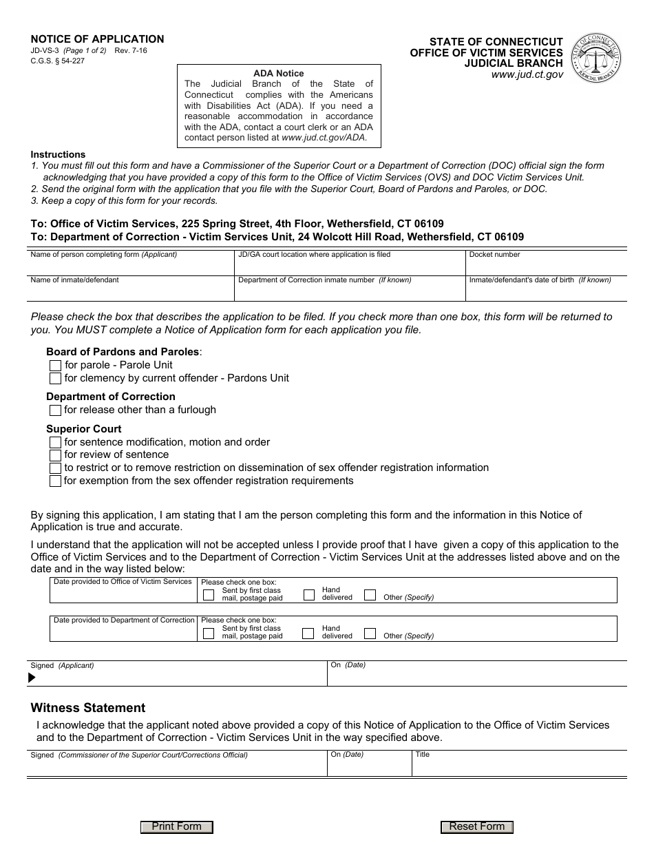 Form JD-VS-3 - Fill Out, Sign Online and Download Fillable PDF ...