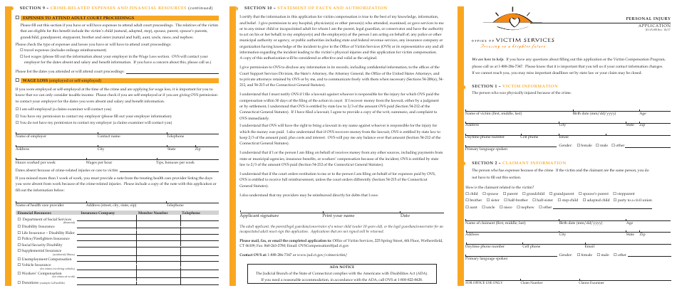 Form JD-VS-8PI Personal Injury Compensation - Application - Connecticut, Page 5