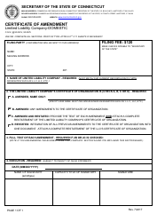 Document preview: Certificate of Amendment - Limited Liability Company-Domestic - Connecticut