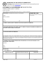Document preview: Statement of Withdrawal of Registration - Foreign Limited Liability Company - Connecticut