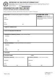 Document preview: Form COS-1-1.0 Organization and First Report - Stock or Non-stock Corporations - Connecticut