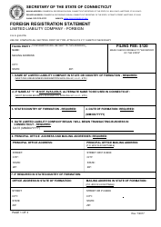 Document preview: Foreign Registration Statement Form - Limited Liability Company - Foreign - Connecticut