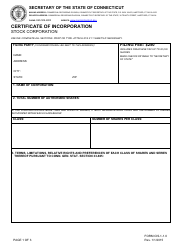 Form CIS-1-1.0 &quot;Certificate of Incorporation - Stock Corporation&quot; - Connecticut