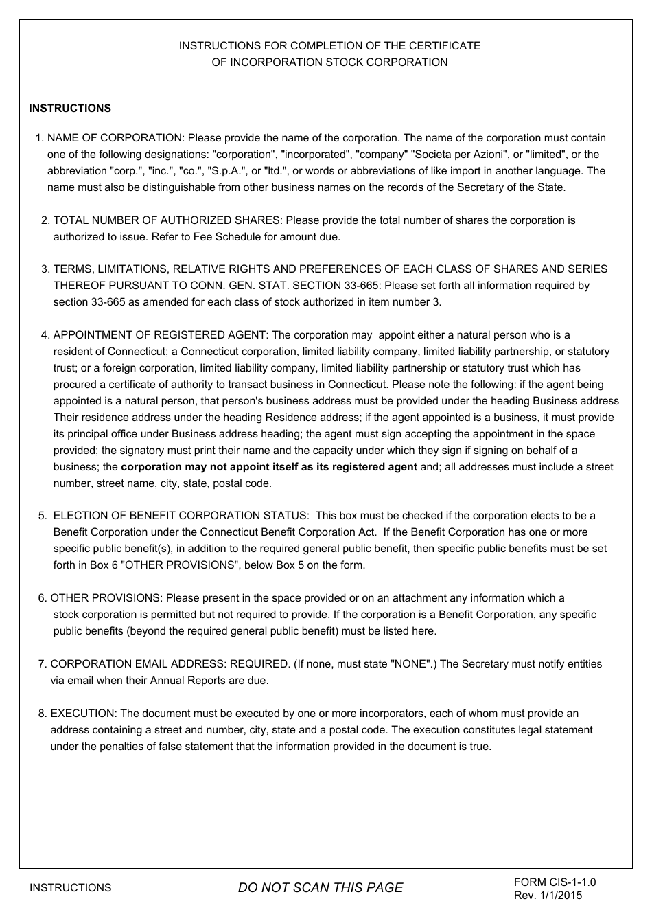 Form CIS-1-1.0 Certificate of Incorporation - Stock Corporation - Connecticut, Page 4