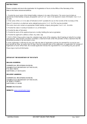 Application for Registration of Name - Foreign Limited Liability Company - Connecticut, Page 2