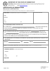 Form DRSN-1-1.0 &quot;Certificate of Dissolution - Religious Corporation&quot; - Connecticut