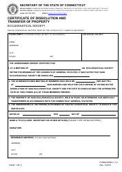 Form CDRN-1-1.0 Certificate of Dissolution and Transfer of Property - Ecclesiastical Society - Connecticut