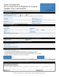 Form VRFM007 All-in-one Form to Register to Vote or Update Your Information - Delaware