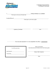 Form CFFN025 &quot;Candidate Withdrawal&quot; - Delaware