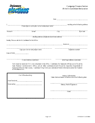 Form CFFN023 &quot;Write in Candidate Declaration&quot; - Delaware