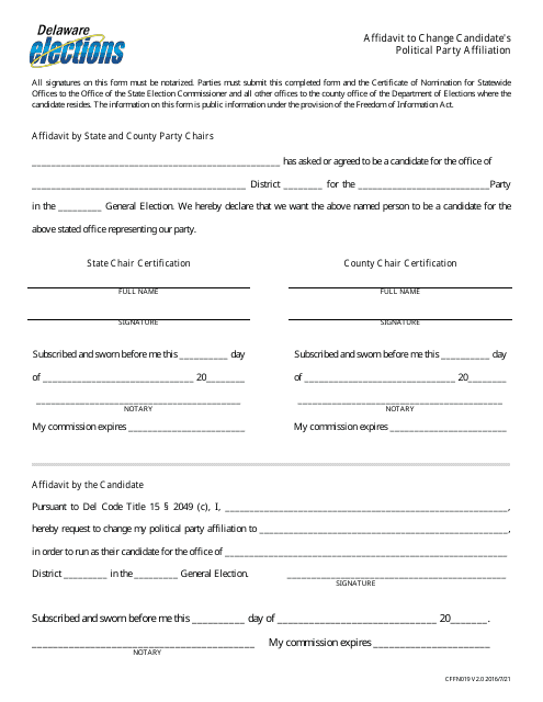 Form CFFN019  Printable Pdf
